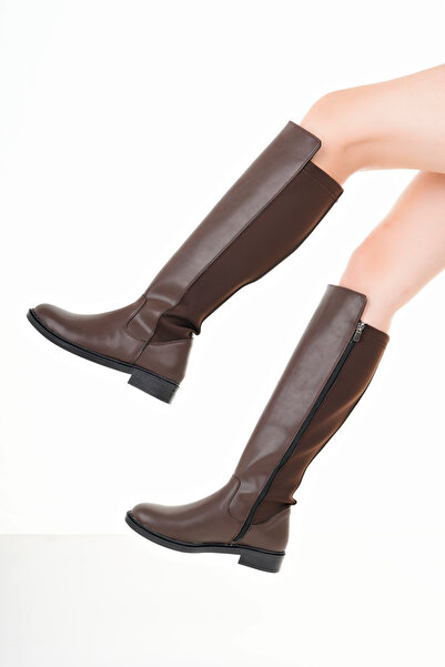 Lölük Moda Cizme de zi cu zi pentru femei Elastic Stretch Enpar piele maro 41-42- Disponibil