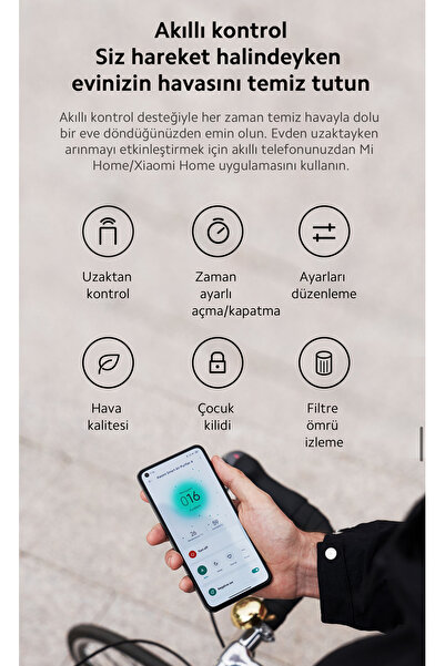 Xiaomi Hepa Filtreli, Oled Ekranlı 3 Ü 1 Arada Yüksek Kaliteli Akıllı Hava Temizleyici, 48m²