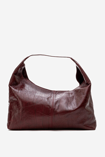 Dericlub Γυναικεία τσάντα Tote - Μοντελοποίηση στήθους από γνήσιο δέρμα μπορντό