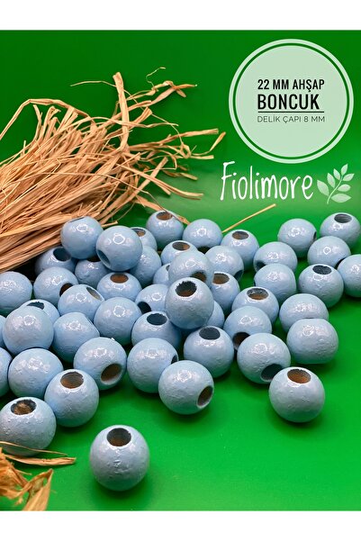 Fiolimore 22 mm plave drvene perle (50 gr 13 komada) široka rupa prečnika 8 m...