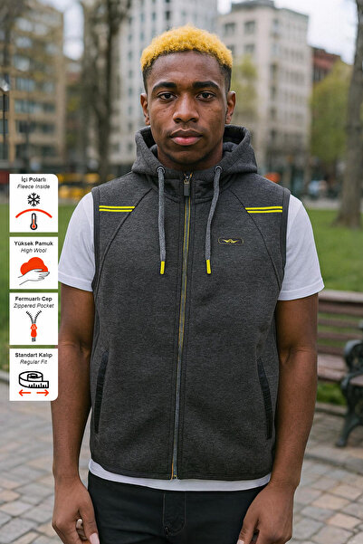 BESSA Smoked Men's Winter Vest - Hood, Raster, 3 Thread Zipper, Pocket, Cotton