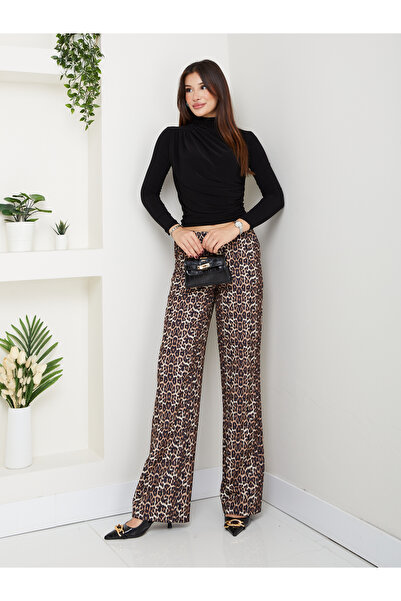RACE FASHİON Παντελόνι με μοτίβο λεοπάρ με τσέπες Double & Hürrem RC4001