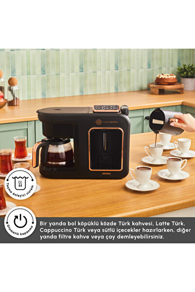 Karaca 6in1 Türk Kahve Makinesi Közde Türk Kahvesi, Latte Türk– Cappuccino Türk Kahve Çay Makinesi