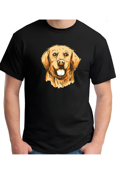 ErTaPassage Golden Retriever Dog cu imprimeu Black Men tricou
