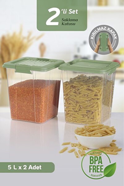 MOİ 2-Piece Organizer Box 5L Grain Storage Container - Organizer with Locking Lid Detergent Holder Storage Box