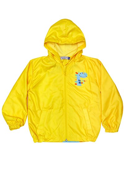 Mika Bebek & Çocuk Dinosaur Patterned Hooded Boy's Yellow Raincoat