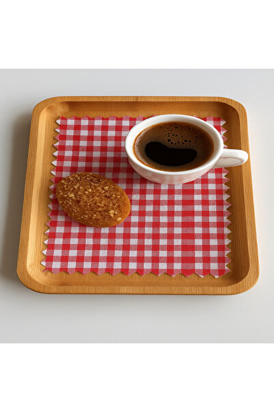 senmasy Senmay Mixed Color Breakfast Side/ Coffee Side Presentation Napkin/2-Piece Set Red Black