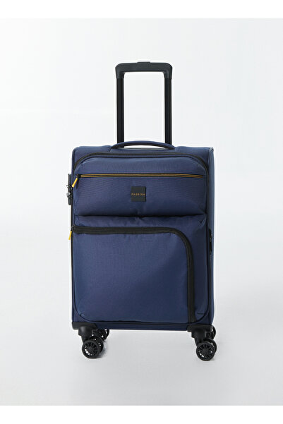 Fabrika Lacivert 55x36x22 cm Kabin Çekçekli Kumaş Valiz 029