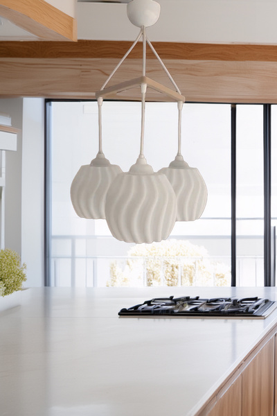 N NOXXO Modern Sarkıt Üçlü Bohem Avize ( 23x27 cm ) Bubble Serisi Salon Mutfak Oturma Odası Cafe Bar