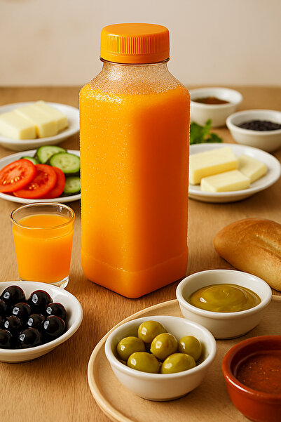 alenked 6 Pieces 1000 ml Smoothie Detox Bottle Transparent Plastic Leakproof Orange Cover with Corners