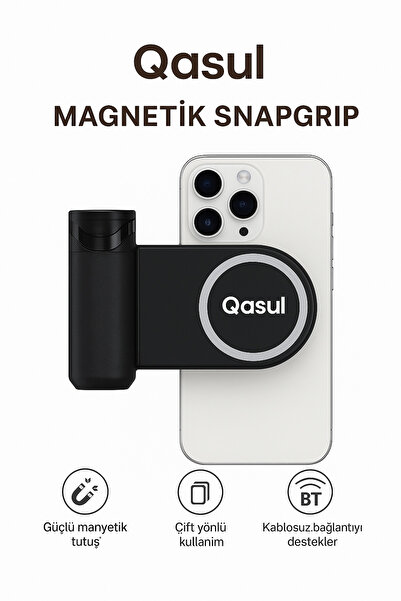 qasul Magnetik Snapgrip Manyetik Telefon Tutucu Bluetooth Kablosuz Çekim Apar...