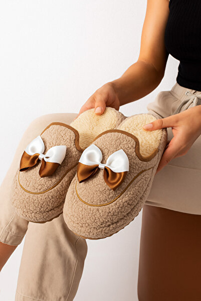 StWenn Cute Ribbon House Slippers Ribbon Non-Slip Sole Winter Women's House Dowry Slippers 4 Seasons