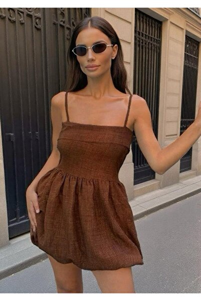 World Fashion Trends فستان ميني بالون بحزام من وورلد فاشن تريندز -wft8024