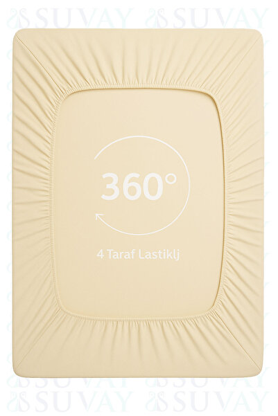 SUVAY Cream Combed Cotton Elastic Sheet Single Double Large Size 100% Cotton Elastic Combed Cotton Sheet