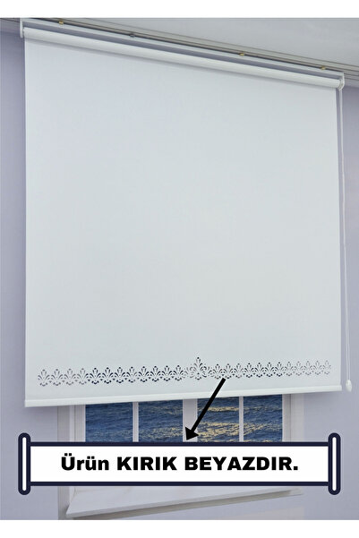 ESDEH Lazer Stor Perde - Kırık Beyaz - 10 Cm Lazer Desen Yüksekliği - Mat Kalın Model