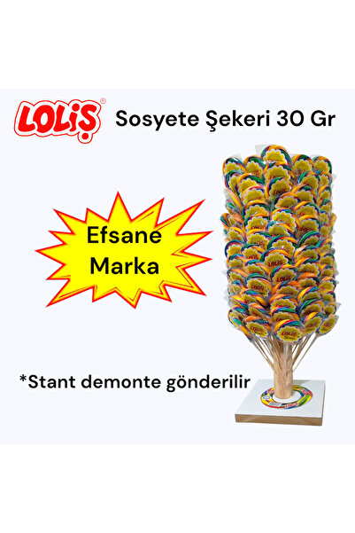 LOLİŞ Sosyete Şekeri 30 Gr (150'li Kutu) Stantlı, Renkli Çubuklu Lolipop