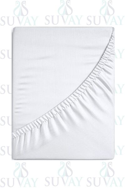 SUVAY White Single/Double 100% Cotton Elastic Combed Bed Sheet