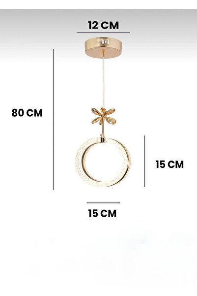 Marsel Lighting ALYA TEKLI Model Gold 3 Renk Modu Ledli Modern Mutfak Oturma Odası Sarkıt Avize