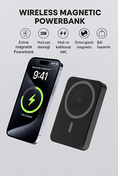 CROW'S TECH Magsafe Battery Powerbank 5000 mah Apple iPhone Telefon Uyumlu Ka...