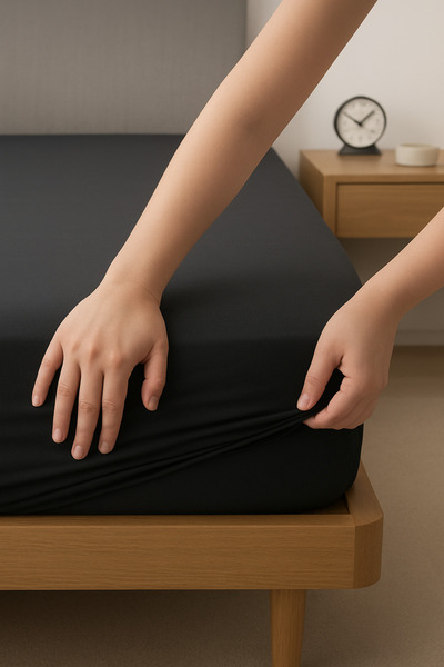 SUVAY Μαύρο χτενισμένο βαμβακερό σεντόνι μονό διπλό king size 100% βαμβακερό ελαστικό χτενισμένο σεντόνι