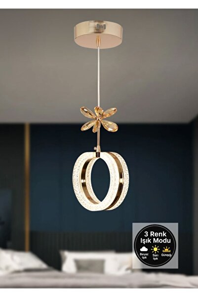 Marsel Lighting ALYA TEKLI Model Gold 3 Renk Modu Ledli Modern Mutfak Oturma Odası Sarkıt Avize