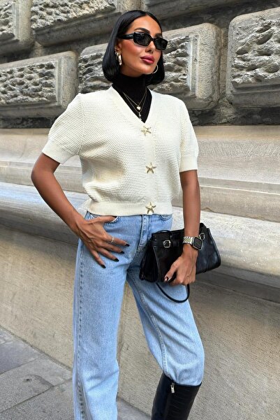 Lijuri Asterya gold buttoned knit cardigan 5182