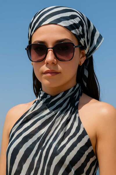 Handmade Betty Bands Zebra Patterned Hat Scarf – Tie-Up Hair Band Accessory