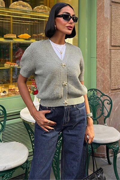 Lijuri Asterya gold buttoned knit cardigan 5182