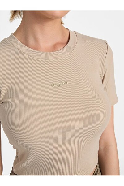 Guess Γυναικεία καφέ μπλούζα Carla Active Top V5YP08K8RT2-G1DR