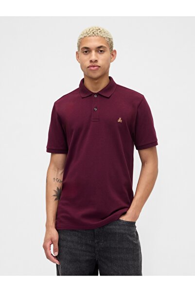 GAP Erkek Bordo Stretch Pique Polo Yaka T-Shirt