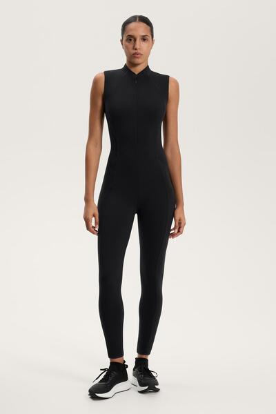 Oysho Compressive half-zip long jumpsuit