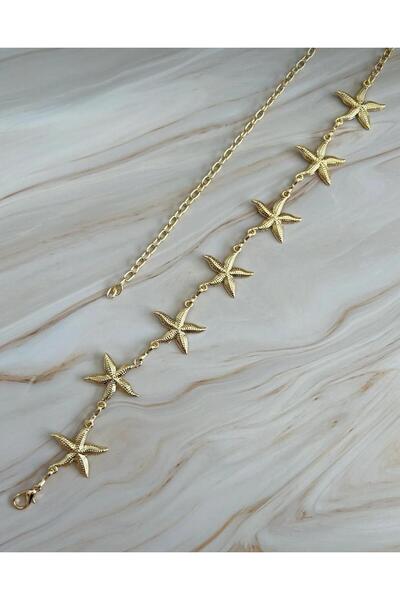 Mynoa 6'lıYıldız Gold Zincir Detaylı Kadın Bel Zinciri