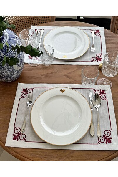 busrasdesign Σετ τραπεζαρίας Lux Grup Jasmine American 2 τεμαχίων μπορντό