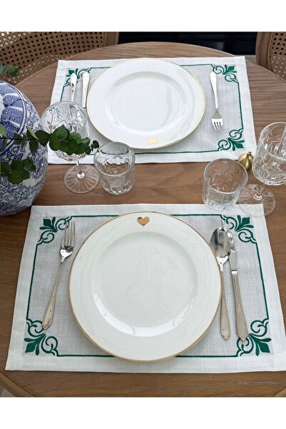 busrasdesign Lux Grup Jasmine Αμερικανικό Σετ Σερβιρίσματος 2 τεμαχίων Πετρέλαιο