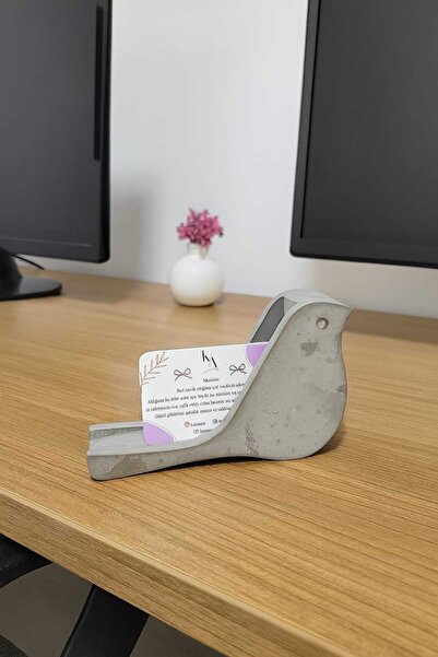 KARRA Gray Concrete Oversized Design Business Card Holder and Picture Holder