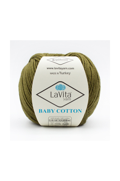 LaVita Yarn Baby Cotton Amigurumi and Hand Knitting Yarn 40% Acrylic 60% Cotton 50Gr (8001 Khaki)