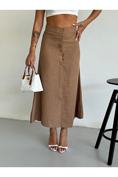 Brantu Women's Buttoned Linen Skirt