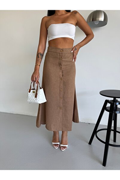 Brantu Women's Buttoned Linen Skirt
