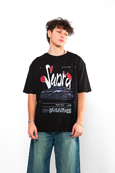 Sekizbiraltı Μαύρο μπλουζάκι Unisex με στάμπα Supra