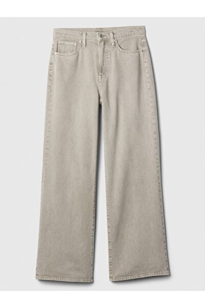 GAP Kadın Gri High Rise Wide-Leg Jean Pantolon