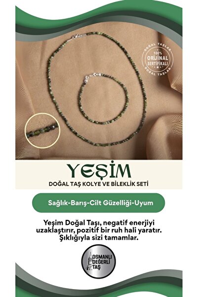 OSMANLI DEĞERLİ TAŞ Sertifikalı Yeşim Doğal Taş Takı Seti