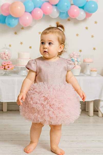 2kids2mom Saten Tütü Elbise (Pudra) (1 -5 Yaş)