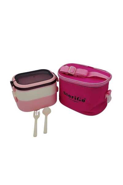 SUPERPUP Lunch Box Pink + Nutrition Box with Thermo Bag for Food Storage and Transportation