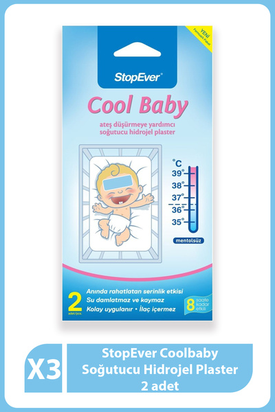 StopEver Cool Baby Ateş Düşürmeye Yardımcı Soğutucu Hidrojel Plaster -3x2 Adet (3'lü)