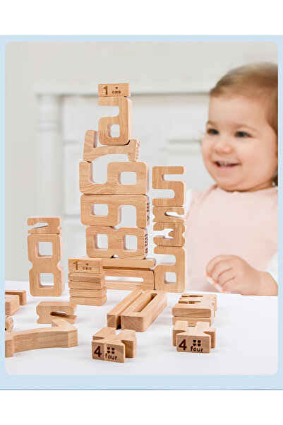 OEM Montessori Educational Board, Monochrome Educational Set of 32 Wooden Number Blocks with Dice,