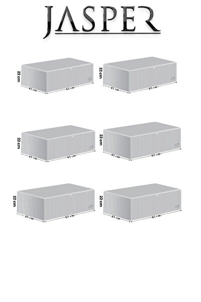 JASPER Antrasit 6 Adet Çizgili Büyük Boy Baza Altı Ve Çekyat Hurç - 65x45x22 ...