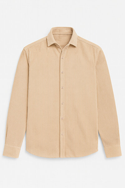 Valiberta Men's Velvet Corduroy Shirt - Beige