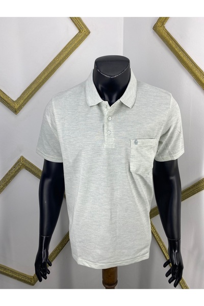 Sadık Collection Ercan Men's Large Size Polo Neck Pocket Cotton Green Color T-Shirt V-1 5005