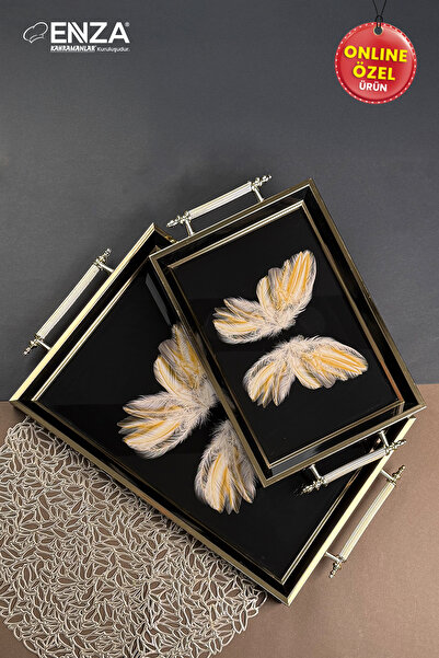 Enza Butterfly İkili Çay Kahve Kahvaltılık Ve Sunum Tepsisi