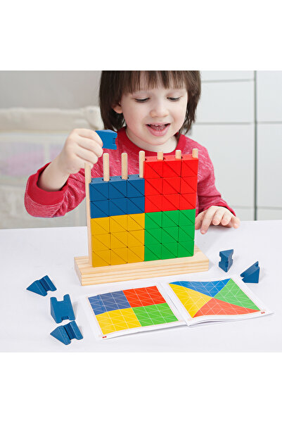OEM Set Mozaic din Lemn Colorat pentru Copii, 155 Piese Geometrice Tip Puzzle, Jucarie Educativa cu Triu